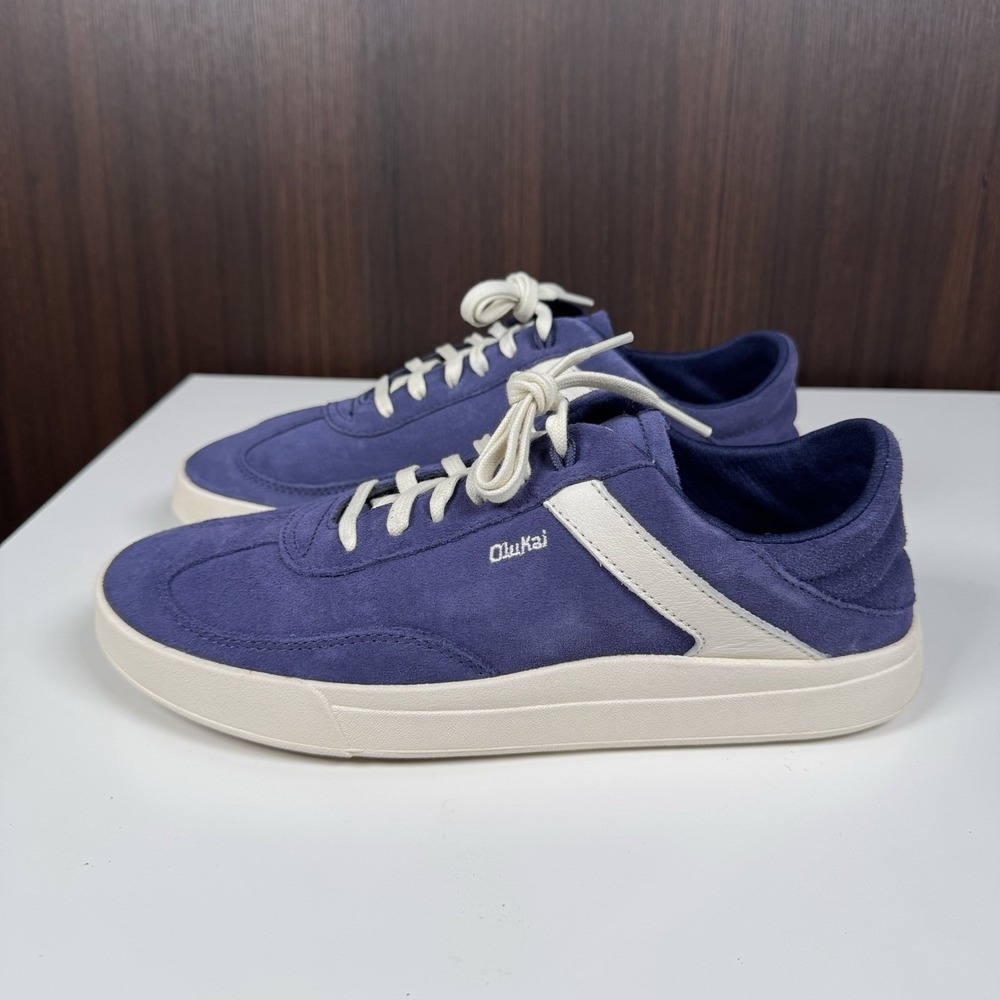 OluKai Ha'upu Women's Shoes 9 Blue / Off White Suede 20493-5418 TRIED ON w/ Box